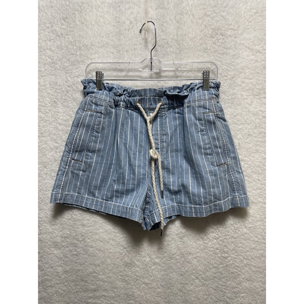 LOFT Women's Blue Striped Rope Drawstring Shorts Size S Nautical Paperbag